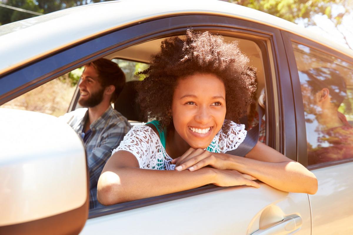 family enjoying their roadtrip