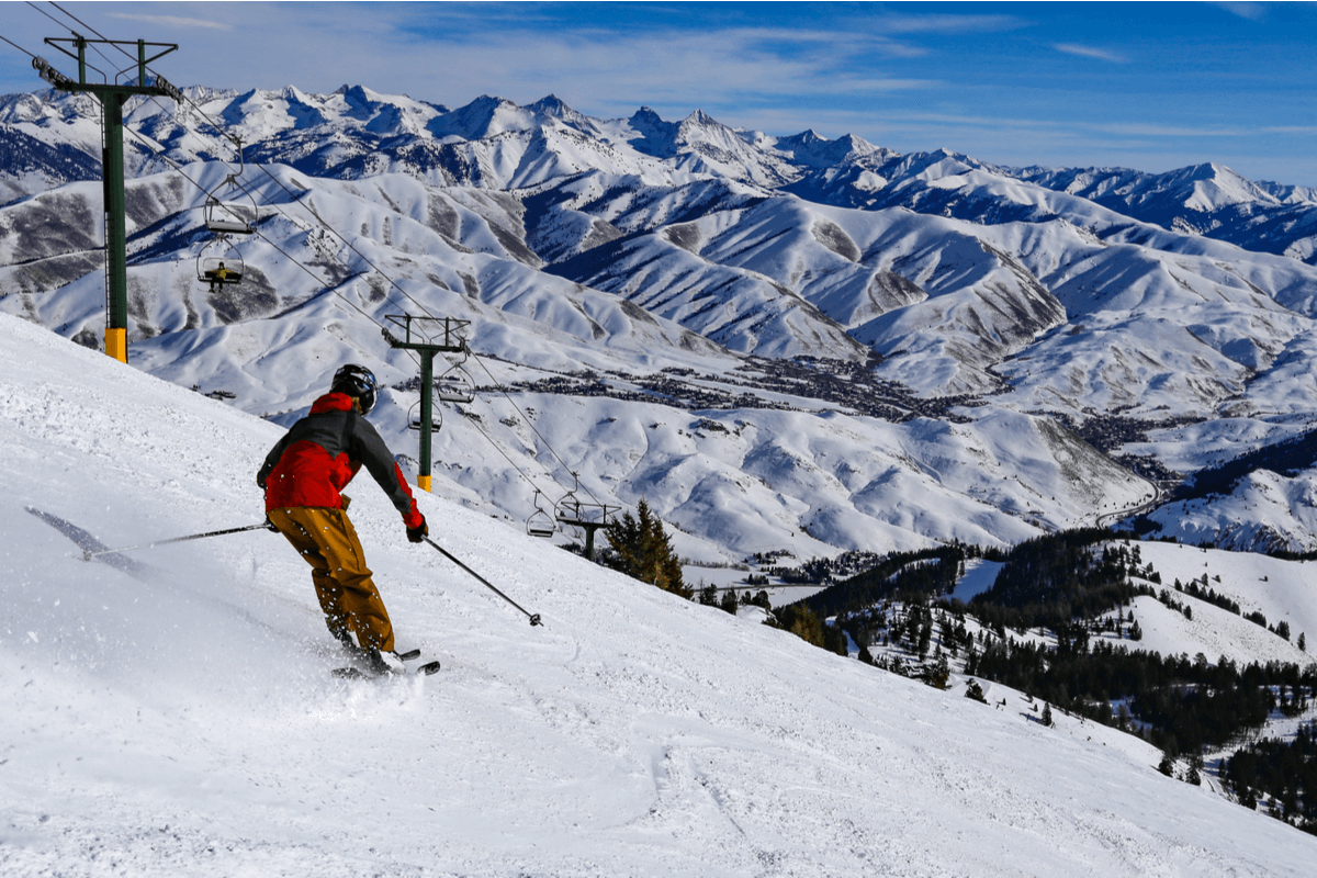 Man skiing in Sun Valley, Idaho.