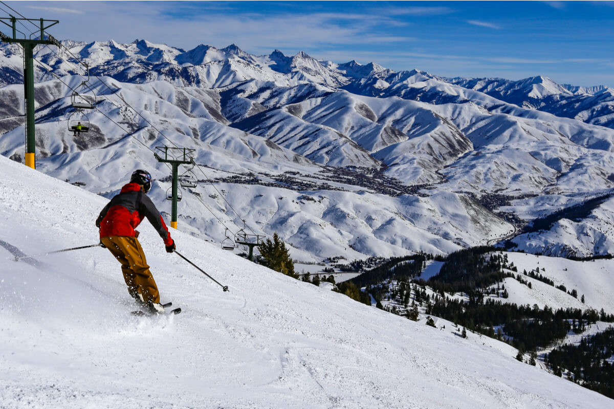 skier going downhill on Bald Mountain, Idaho