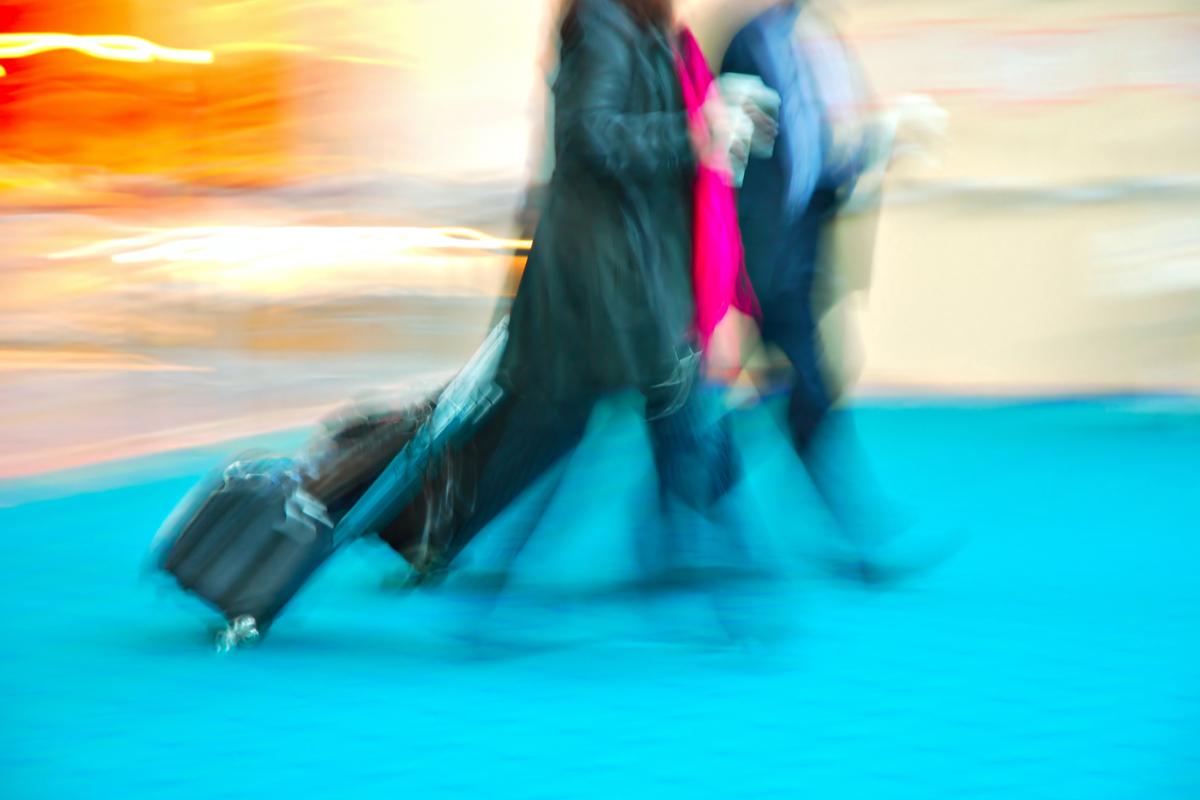 Walking through airport