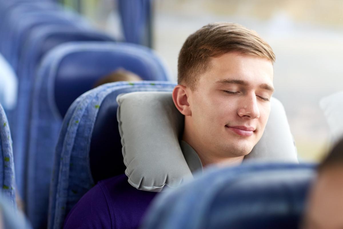 Napping on a charter bus
