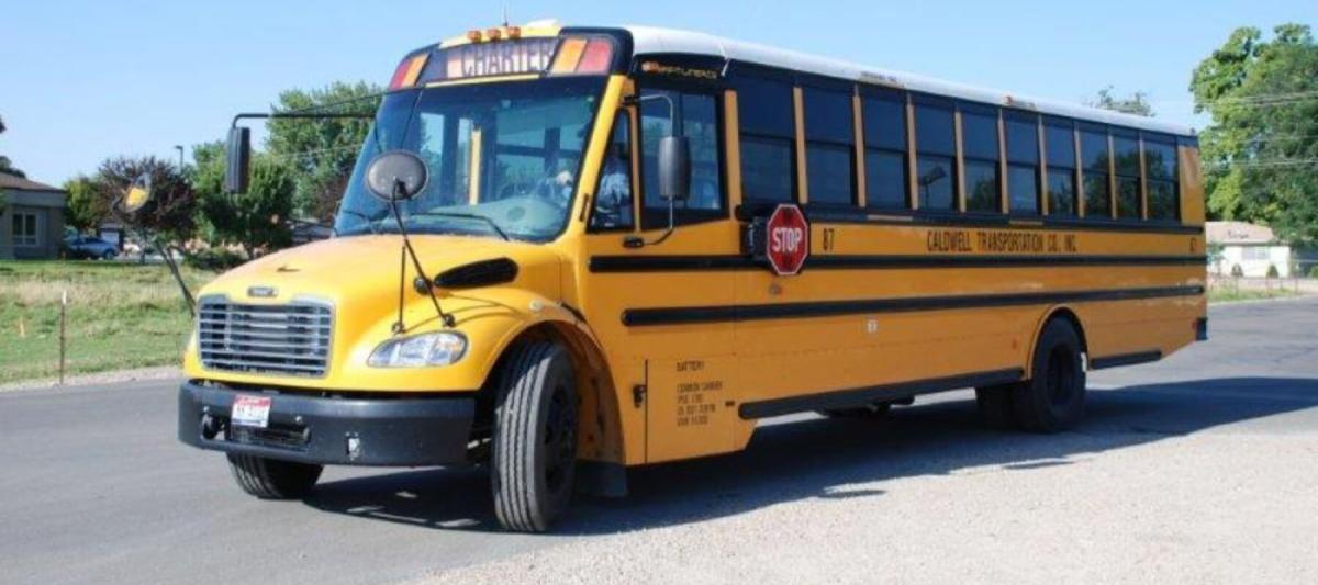 Caldwell Transportation Company, Side view of School Bus, open job position as a School Bus Driver at CTC
