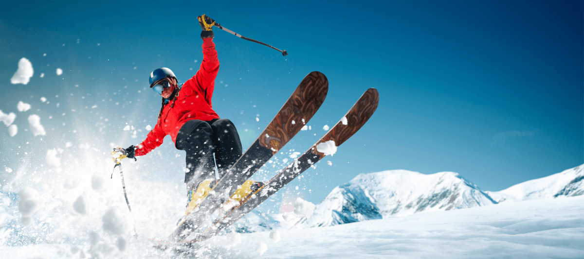 young woman skiing