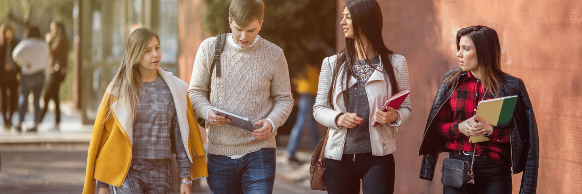 college students walking