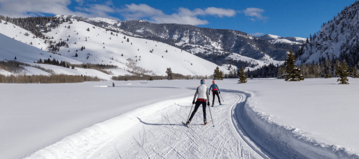 Idaho skiers in the mountains